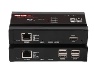 Extensor KVM HDMI 4K @ 30Hz sobre TCP IP, compatible con interruptor de red Gigabit PoE con EDID y 4 puertos USB 2,0 hub