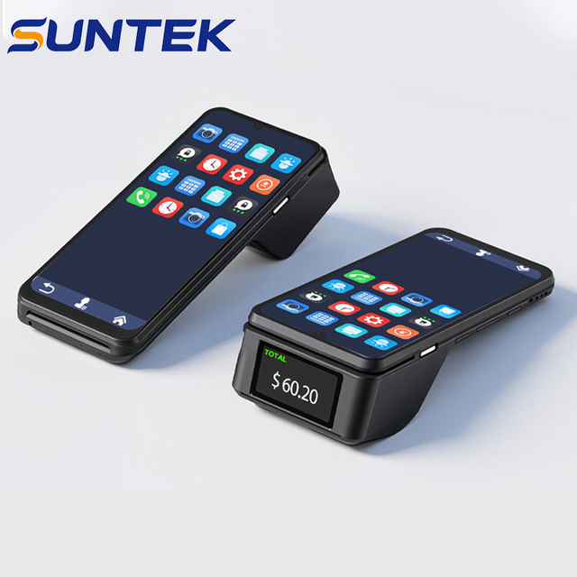 6.75 Inch Dual Screen 4GB+64GB Handheld Pos Systems 58mm Printer SUNTEK NFC Android 15.0 Cash Register Epos Machine Terminal