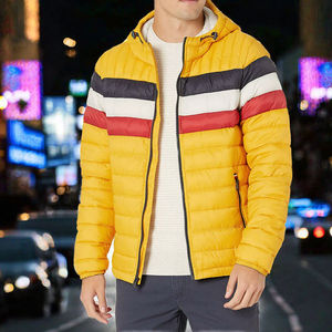 Custom Denim Canvas Jacket Bubble <b>Coat</b> Waterproof Hooded Cotton <b>Lined</b> Polyester Filled Casual Washed Zipper Front Logo Winter - Product Image 2