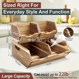 Caja de Almacenamiento de Vegetales de Madera de Acacia de 12.5 Pulgadas, Organizador de Cocina Apilable de Forma Rectangular para Almacenamiento de Alimentos - Product Image 5