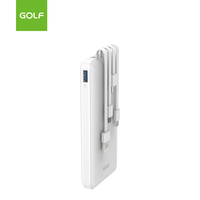 Banques d'alimentation à câble intégré LED Banque de chargeur de téléphone intelligent de type C Banque d'alimentation à charge rapide 10000mah avec câble