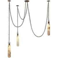 Lustre moderne en alabâtre avec cadre en métal et chaîne réglable, style italien, luminaire suspendu pour salon, éclairage intérieur
