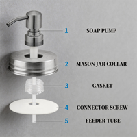Offre Spéciale – Distributeur de Savon et Lotion en Acier Inoxydable pour Bocal Mason avec Couvercle en Cuivre, 70 mm