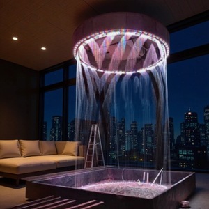 Rideau d'eau numérique pour usage intérieur/extérieur, décoration paysagère professionnelle en fibre optique CNC, fontaine d'eau colorée personnalisée - Product Image 1