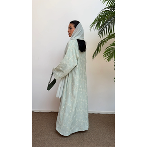 Cárdigan modesto de gasa arrugada con hiyab, caftán de Dubái para uso diario en Ramadán, abaya bordada - Product Image 1