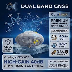 Antena GNSS de Doble Banda CLTX-<span class=keywords><strong>455</strong></span>, GPS L1 L5, BeiDou <span class=keywords><strong>B1</strong></span> B2a, 40dB de Alta Ganancia, Protección Contra Rayos de 5KA, IP67, Sincronización - Product Image 1