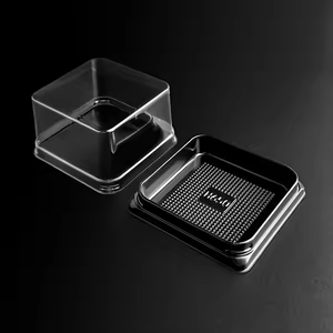 Mini pastel postres hornear transparente cuadrado contenedor de plástico redondez caja de embalaje Base dorada comida gelatina jugo azúcar - Product Image 4