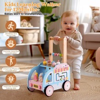 Andador de madera educativo multifuncional para bebés, carrito de helados, juguete de empuje para niños pequeños de 0 a 3 años, juego de simulación, regalo para