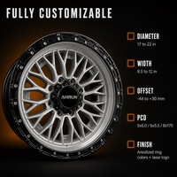 Jantes Beadlock Forgées Usinées Argentées 17-22 Pouces 6061-T6, Jantes Tout-Terrain Simulées 8x170 6x5.5 pour Ford F-250 Super Duty