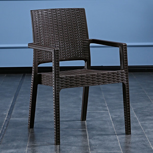 Silla de Ocio Moderna y Sencilla de Plástico Imitación Ratán con Reposabrazos para Balcón o <span class=keywords><strong>Terraza</strong></span> Exterior - Product Image 6