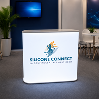 Stand de réception pop-up en aluminium de haute qualité, comptoir sur pied pour promotion en salon professionnel, table publicitaire exclusive