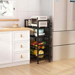 Chariot à roulettes en métal à 4 niveaux pour micro-ondes de cuisine avec étagères amovibles pour la cuisine, la salle de bain et le bureau. - Product Image 3