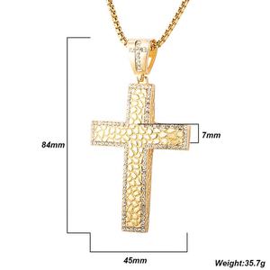 プロモマンリネススチールクロスペンダント新着18Kゴールドメッキジルコンインレイステンレススチールクロスネックレスペンダント - Product Image 2