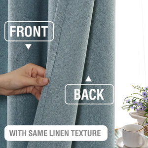 Cortinas con ojales con aislamiento térmico Cortinas de ventana de arpillera de lino texturizado primitivo 100% Cortinas opacas para la sala de estar - Product Image 2