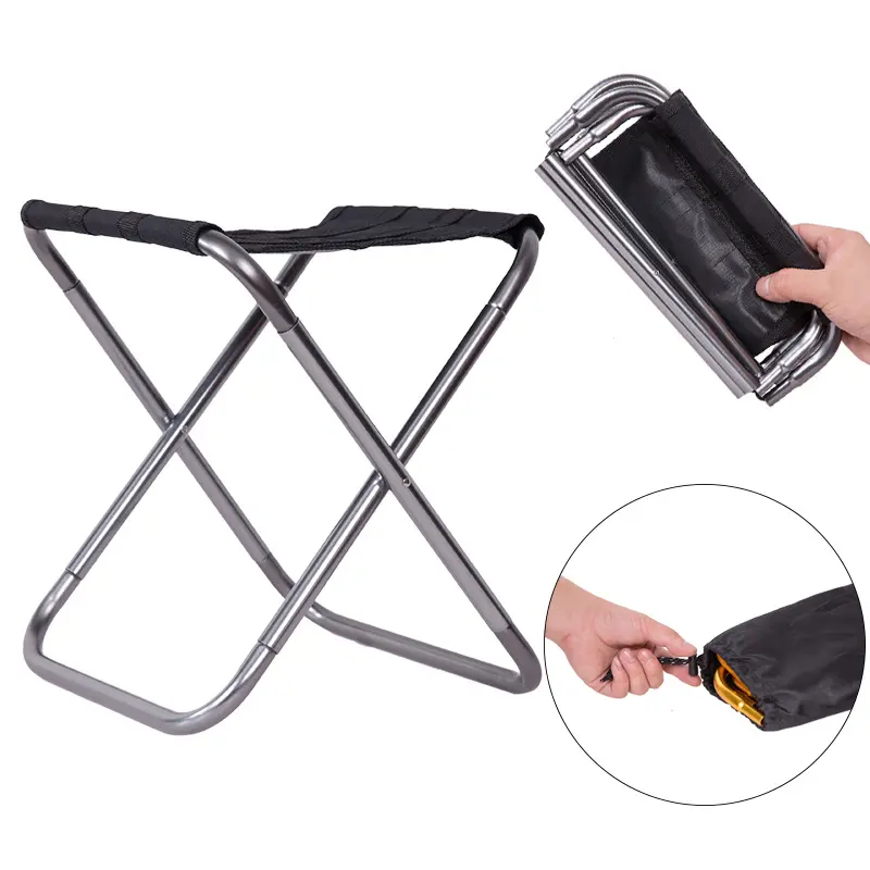 Bilink Outdoor Beach Traveling Fishing Portable Mini Aluminum Tube Picnic Stool Camping Folding Chair With Carry bag