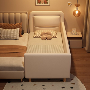 Solid wood children's modular bed widened bedside <b>cot</b> with guardrail boy and girl baby bed baby modular large bed - Product Image 1