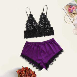 Nuevo conjunto de dos piezas de lencería sexy estilo europeo y americano, conjunto de camisón con encaje, moderno y cómodo. - Product Image 1