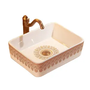 Satışa KD-01DBN batı tarzı sıhhi tesisat seramik Tablet üst banyo lavabo roma tasarım renkli Pakistan el lavabo