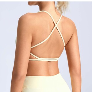 YIYI Haut de sport <span class=keywords><strong>pour</strong></span> femme à col licou, sans armatures, <span class=keywords><strong>dos</strong></span> élégant, sensation de seconde peau, confortable, respirant, séchage rapide, soutien-gorge de <span class=keywords><strong>yoga</strong></span> - Product Image 5