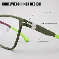 Lunettes optiques sans vis, monture rétro verte, verres optiques en métal, couleurs variées, montures de lunettes personnalisées pour hommes