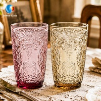 Verres à boisson froide Samyo de style européen vintage, gobelets à boisson froide embossés, couleur rose personnalisée pour les fêtes