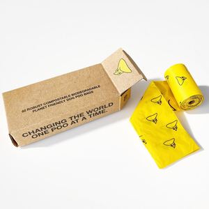 Sacs à déjections canines biodégradables en plastique écologique, 8 rouleaux, design simple, durables, 23x33cm, portables, impression personnalisable, anti-odeur - Product Image 1