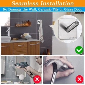 Ganci da Parete Autoadesivi in Acciaio Inossidabile Antiruggine HF, Organizzatori Singoli Resistenti per Abbigliamento - Product Image 5