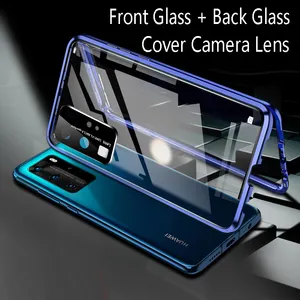 Funda de adsorción magnética de doble cara para Huawei Mate 40 Pro 30 Lite 20 P40 P30, película protectora de lente de cámara, 360