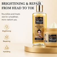 Ensemble de soins de la peau au glutathion, éclaircissant le teint, crème hydratante pour le visage, gel douche, sérum, huile pour le corps, ensemble de 7 pièces