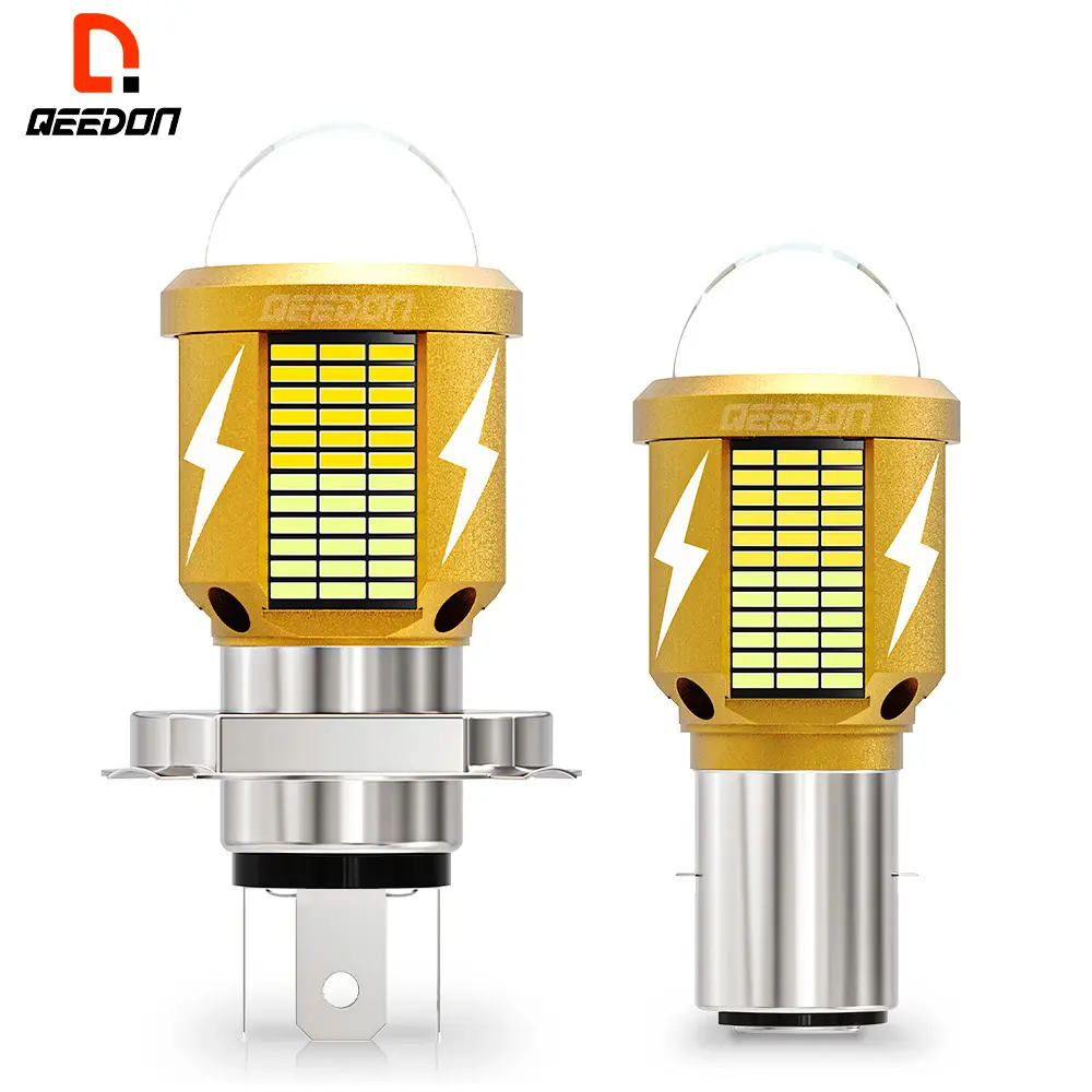 Tesglow Dual Colors White Yellow Halogen Motor Spotlights Driving Mini Projector H4 H6 LED Headlight Bulb For Cars Motorcycles