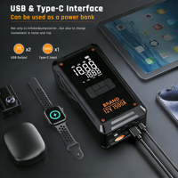 Démarreur de batterie portable OEM/ODM 6-en-1 12V 1500A avec écran numérique, gonfleur de pneus et lampe intégrée