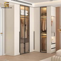 Armoire d'angle moderne en L en bois massif, dressing pour appartement, hôtel, projet, mobilier de chambre personnalisé