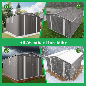 Capanno da Esterno in Metallo 10x12FT, Spedizione Gratuita, Impermeabile, Porta con Serratura, Ventilazione, Due Finestre, Base Antiroditori - Product Image 3