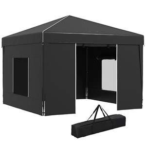DB Pop Up Canopy Tent 9.7 X 9.7 Ft With Reflective Strips Mesh <b>Windows</b> Portable Sidewalls Carry Bag Included - Product Image 1