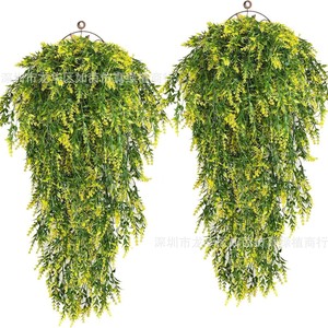 Plante suspendue artificielle Ruyin en herbe d'orge verte et jaune pour décoration intérieure et extérieure, lot de 2 - Product Image 1