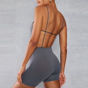 Alta qualità OEM Service Workout Gym Fitness Charcoal Sexy Contour <span class=keywords><strong>Jersey</strong></span> Strappy Back Detail Unitard <span class=keywords><strong>tuta</strong></span> da <span class=keywords><strong>donna</strong></span> - Product Image 1