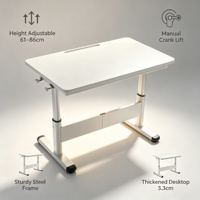 Mitwachsender Schreibtisch für Kinder und Erwachsene mit Kurbel-Höhenverstellung, 8x4cm Stahlrahmen Computertisch 100/120/140cm, Schreibtisch für Home Office