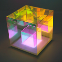 Lampe de table LED DC en acrylique, design cube carré, avec effet boîte magique moderne, pour fond d'écran d'ordinateur et veilleuse d'ambiance