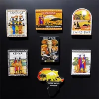 Autocollant magnétique souvenir touristique Afrique Tanzanie, décoration de réfrigérateur, articles artisanaux, cadeaux
