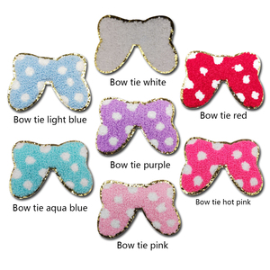 Nouveau château noeud papillon Chenille paillettes auto-adhésif fer sur patchs château fer sur patchs - Product Image 4