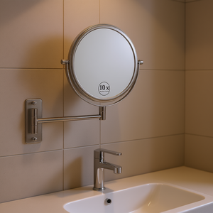 Miroir de maquillage mural Db, rond de 8 pouces, grossissement 1X 10X, finition chromée, bras extensible - Product Image 2
