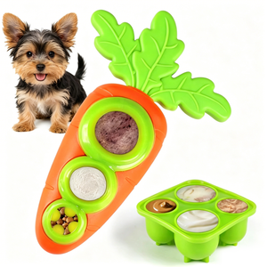Juguete 2 en 1 para mascotas: Tapete de silicona para lamer con forma de zanahoria y molde para snacks congelados, juguete interactivo para masticar y alimentar perros. - Product Image 1