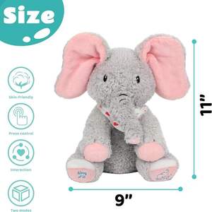 Juguete de Peluche de Elefante con Orejas Móviles, Relleno de Algodón PP, Opción de Logotipo Personalizado, 31cm-50cm, Navidad - Product Image 5