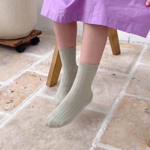 Nouveau-né bébé chaussettes Double aiguille enfants coton chaussettes couleur unie bébé Slouch chaussettes - Product Image 2