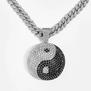 Hip Hop Tai Chi Bagua Necklace Personality Chinese Style Yin Yang Tai Chi Male Pendant