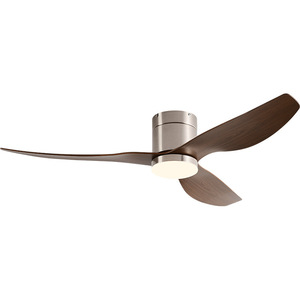 <b>Ceiling</b> <b>Fan</b> Light Walnut Wood 3 Blades Flush Mount LED Light For Living Room And Dining Room - Product Image 1