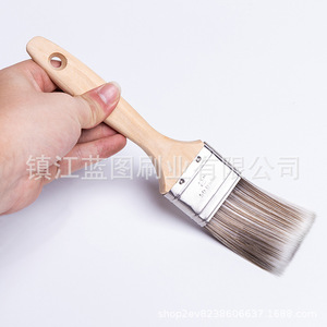 Brocha Plana para Pintar de 50 mm con Cerdas de Fibra Química, Mango de Madera, Grado Industrial, Color Gris Plateado - Product Image 3