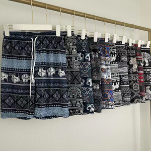 OEM Loose Summer Beach <strong>Shorts</strong> Thailand Elephant Print <strong>Knee</strong> <strong>Length</strong> <strong>Casual</strong> Pants Drawstring High Waist <strong>Lady</strong> Fashion <strong>Shorts</strong> - Product Image 1