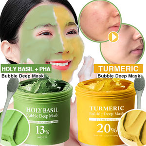 Mascarilla Facial de Burbujas de Arcilla Oxigenada para el Cuidado de la Piel con Albahaca y Cúrcuma, Limpieza Profunda de Poros, Eliminación de Puntos Negros, Control de Grasa Facial - Product Image 1