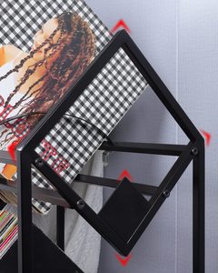 JH-Mech 2-Tiers Reliable Storage Easy to Assemble Sturdiness Curved Design Black Metal <strong>Vinyl</strong> Record Player <strong>Stand</strong> - Product Image 5